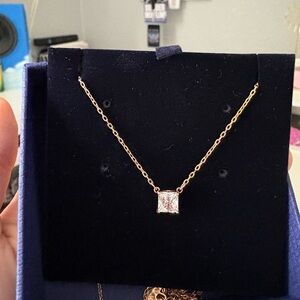 Swarovski Rose Gold Necklace with Square Pendant
